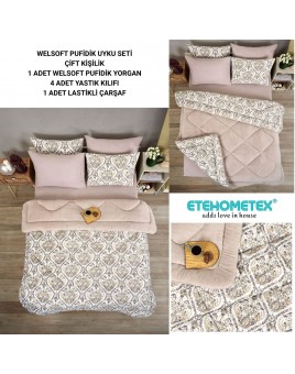 ETE HOMETEX ÇİFT KİŞİLİK WELSOFT UYKU SETİ AKSU BEJ 8696474231971